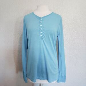 Civilianaire Knitwear Blue Long Sleeve Henley Size L